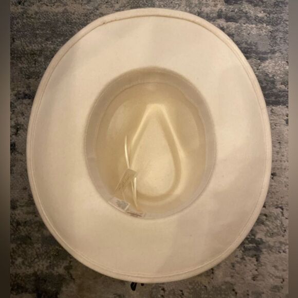 NWT! Altar’d State Wide Brim 100% Wool Tassel Hat, Bone Ivory - Picture 8 of 10